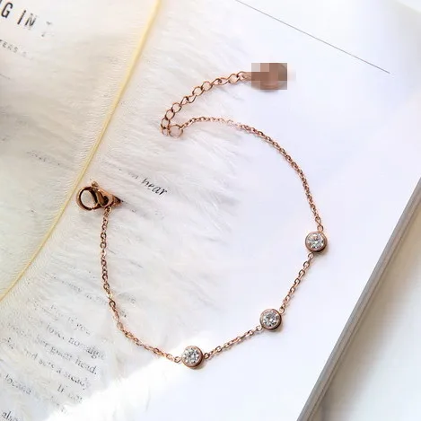 YUN RUO модный бренд цвета розового золота кубический циркон браслет шармы 316L