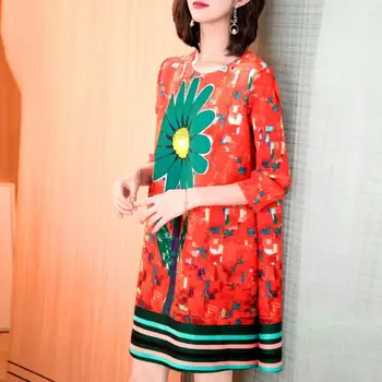 

Fashionable stripe print dress fold long loose big yards in the new spring/summer women's clothing fashion dress free shipping