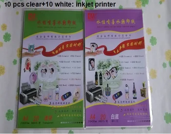 

For metal, jade,glass,shell,crystal, flowers (10 clear+10 white) /lot inkjet water-based inkjet water transfer paper