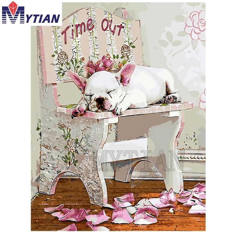 

New3D diamond embroidery" dog time out" wall sticker, 5d diamond painting all diamond mosaic picture cross-stitch cartoon decor