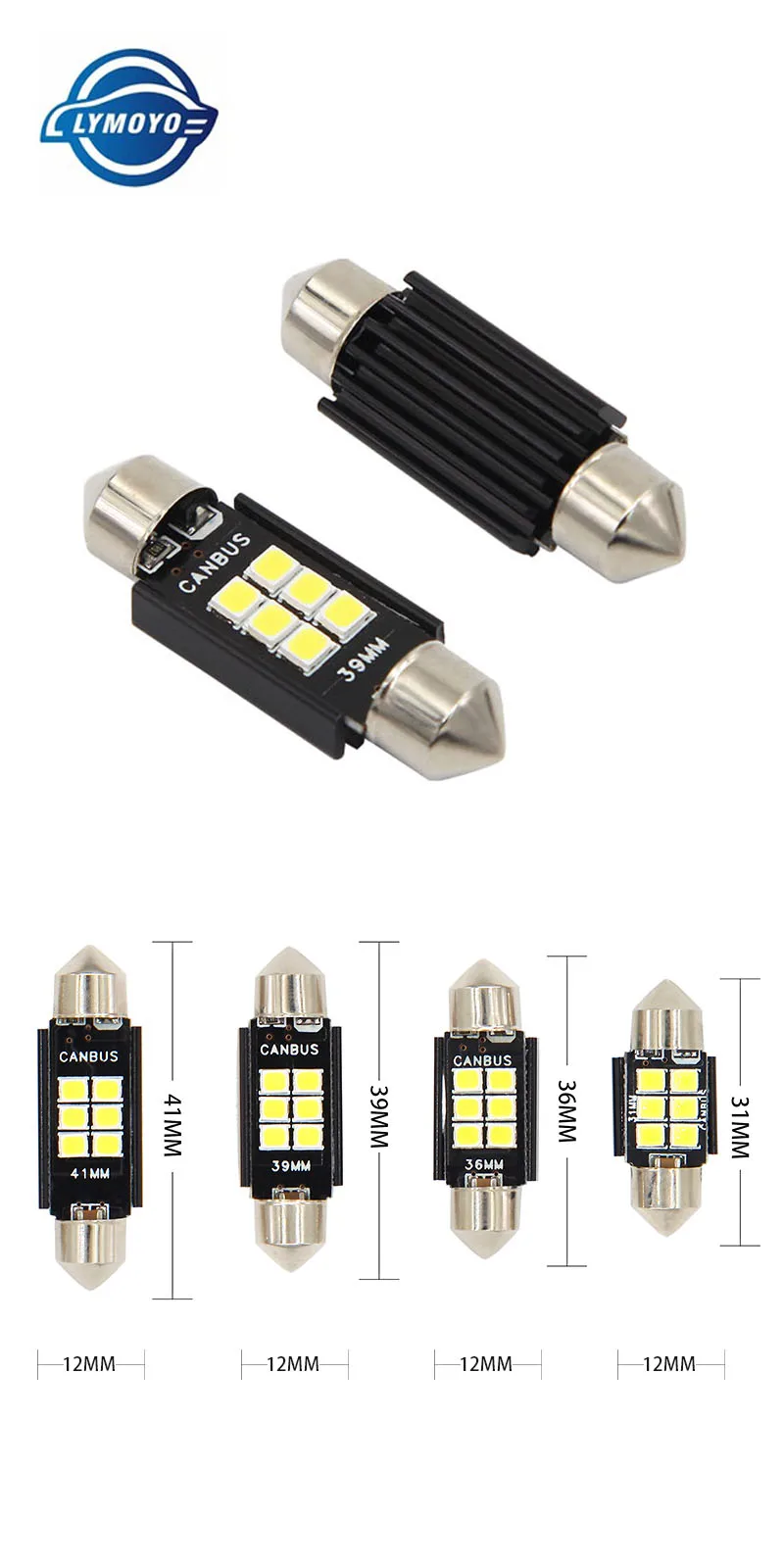 LYMOYO 1 шт. c5w Авто 31 36 39 41 мм CANBUS без ошибок 6 светодиодный 3030 SMD номерной знак купольное Чтение Интерьер Свет Лампа повышенной яркости