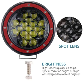 

5inch 51W Round LED Offroad Spot/Flood Work Light Bar Fog Driving Pod Lamp Bar For Jeep Truck SUV ATV