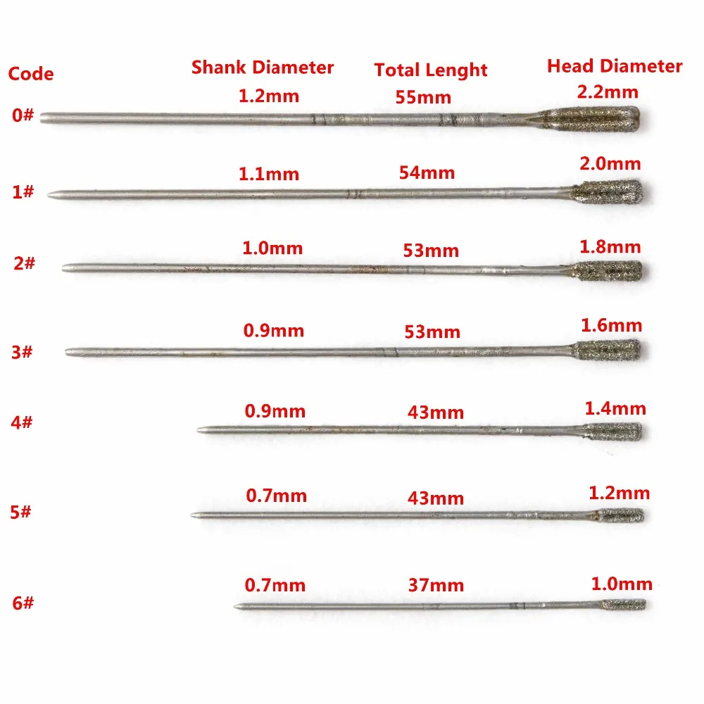 20Pcs 1-2.2mm Micro Diamond Drill Bits Small Gemstone Carving Burrs Masonry Drilling Lapidary Tools for Stone Sea Glass Jewelry