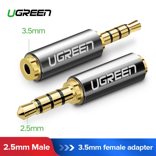 Best Price Ugreen 2.5mm Male to 3.5mm Female Stereo Full Metal Earphone Audio Headphone Adapter Connector Converter For iPhone Mobile Phone