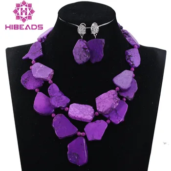 

Fashion Statement Necklace Set Indian Jewelry Wedding Set Purple Necklace Earrings Set Mothers Day 7 Colors Free Shipping TN168