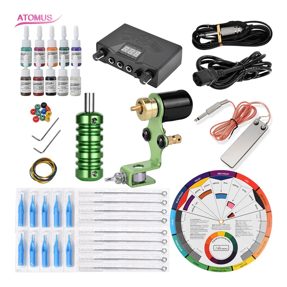 

Rotary Tattoo Machine Tatuaje Kits Proficional Gun Tattoo Pen Machine Set Kit Complet Professionnelle Rotary Pedal Professional