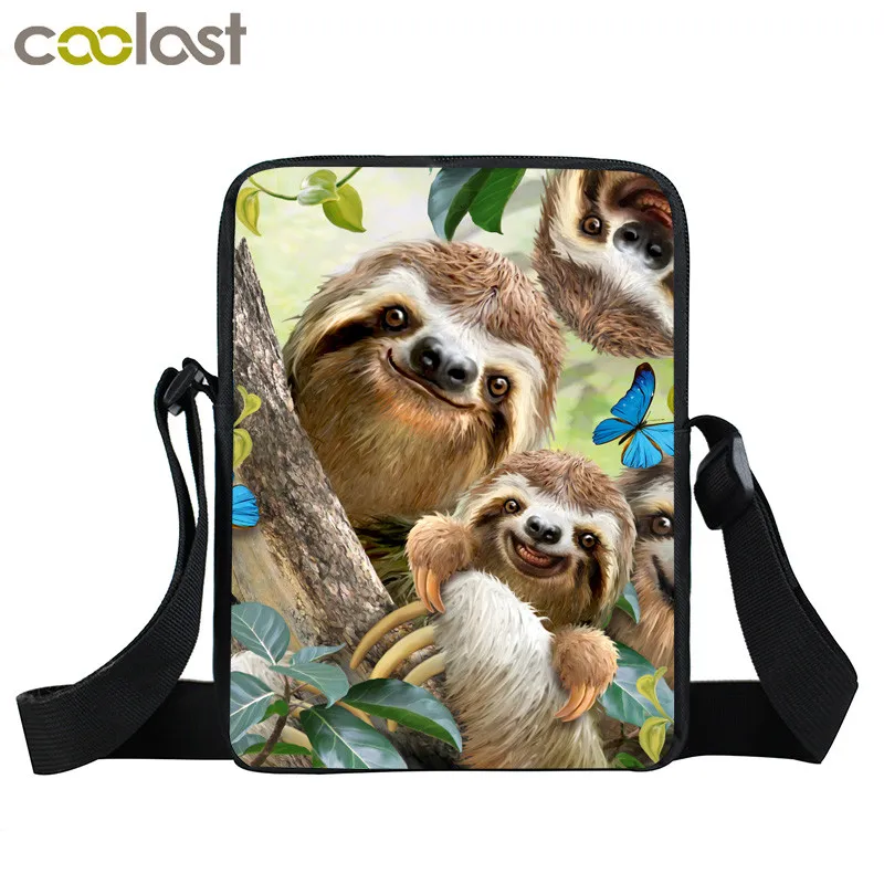 

funny animal sloth print mini messenger bag women shoulder bag teenager girls handbag small crossbody bags kids book bag