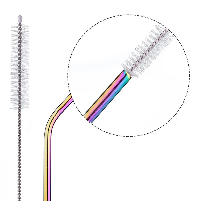 4 шт красочные соломинки из нержавеющей стали прямой и изогнутый многоразовый фильтр с кисточкой DIY Чай Кофе Инструменты