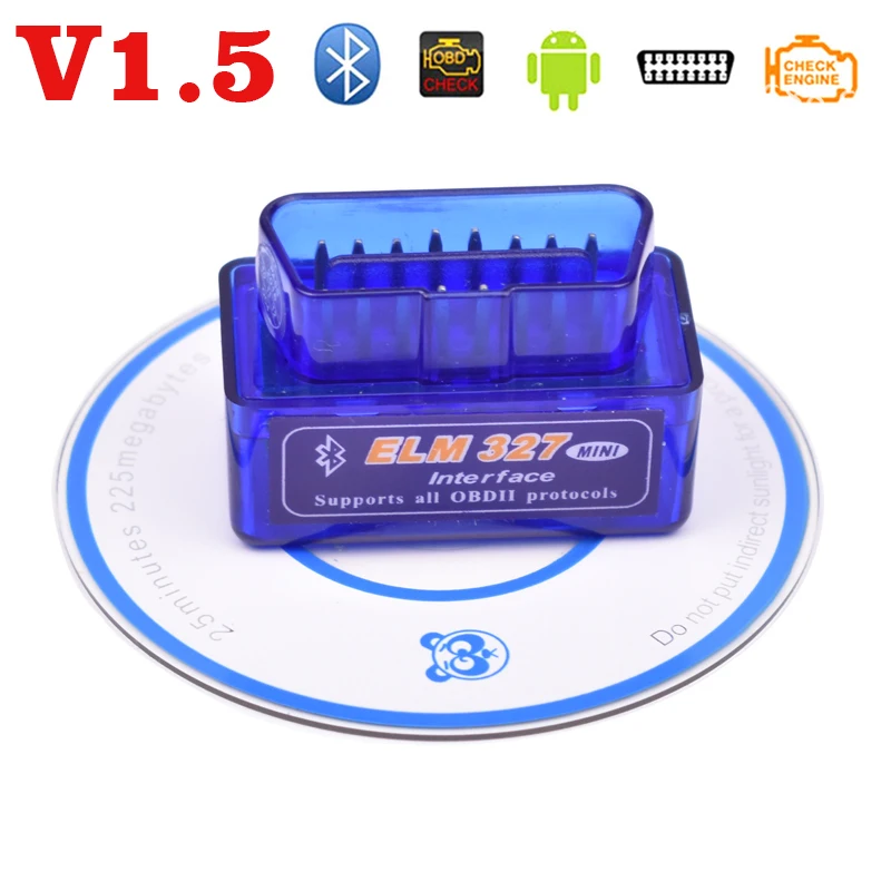 V1.5 ELM327 OBD2 Mini OBDII Bluetooth Car Code Reader Scanner Adapter Check Engine Light Torque interface for Android elm327 d2 obd2 obdii bluetooth adapter auto scanner torque android