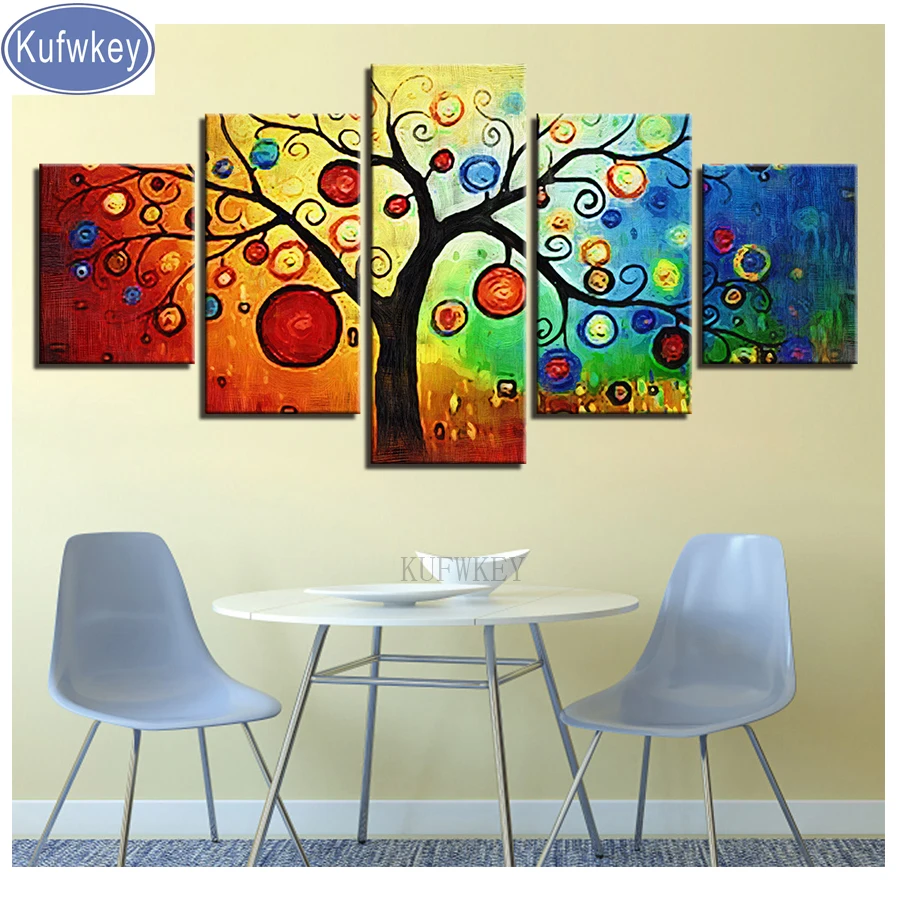 

5 Pieces Color Leaf Trees Paintings Abstract Rich tree diamond painting Full Round/square diy mosaic beaded embroidery diamond