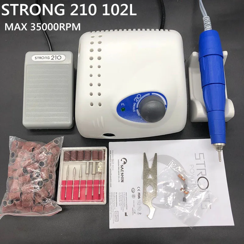 Аппарат для маникюра и педикюра Authent Strong 210 65 Вт 35000 об/мин 102л наконечник пилочка
