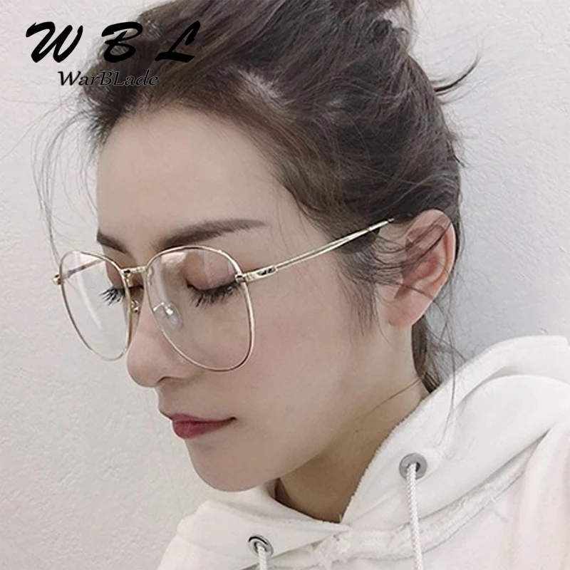 

WarBLade High Quality Elegant Oval Eyewear Fashion Women Brand Designer Metal Frame Glasses Clear Lens Eyeglasses Oversize