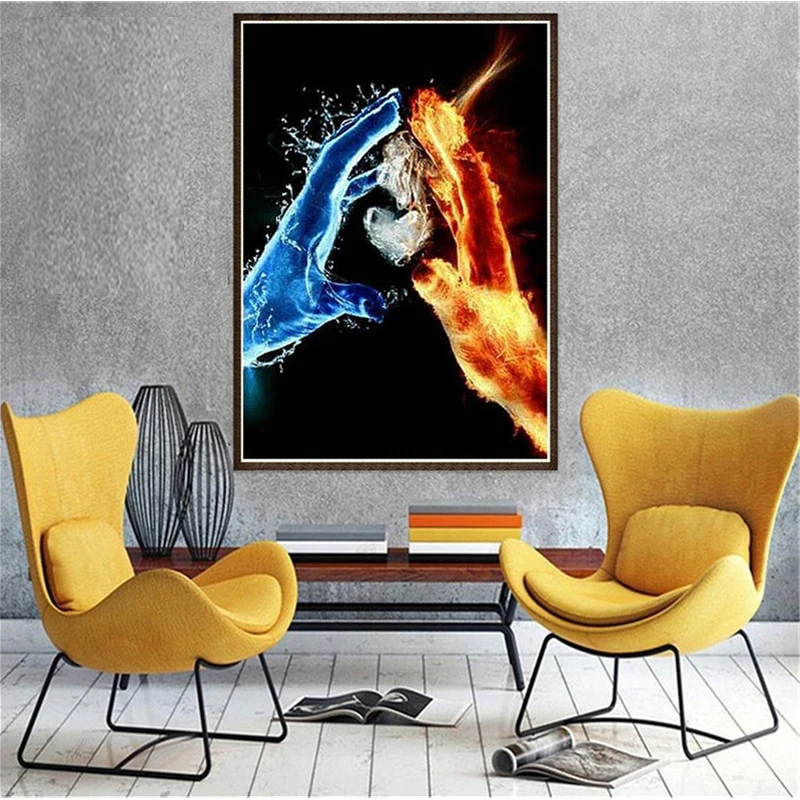 

DIY 5D Diamond Painting Ice Fire Hand Cross Stitch Diamond Embroidery Patterns Home decoration Painting