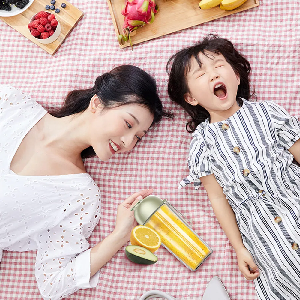 Deerma электрическая соковыжималка блендер 500 мл 4 листа для фруктов и овощей, Портативный устройство для смешивания сока с соковыжималка чашка с соломкой Питьевая соковыжималка-бутылка комплект