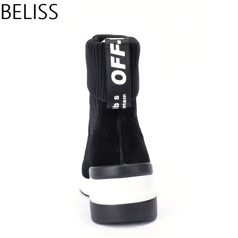 BELISS 2018 new design fashion ankle boots for women sneaker boots women wedges genuine leather pointed toe spring autumn BWG026 Women's Shoes