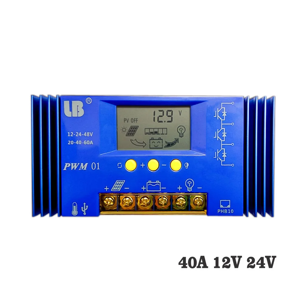 

PWM Solar Charger Controller 40A 12/24V LCD display seale AGM GEL Iron li-ion lithium battery solar charge regulator