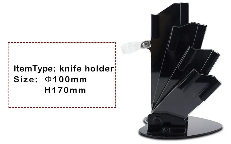 Подставка для ножей используется для " 4" " 6" Керамический нож+ одна Овощечистка Высококачественный акриловый держатель ножей черный блок ножей