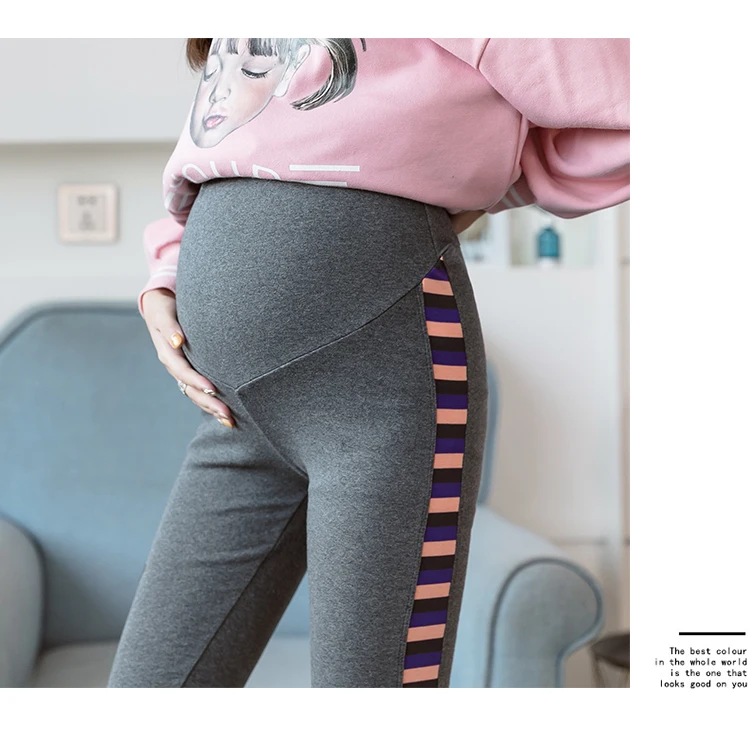Apoio de Alta Barriga para Mulheres Leggings Moda Maternidade Primavera Outono Calças Desgaste Gravidez Elástica Grávidas Algodão 17 Cheap Leggings