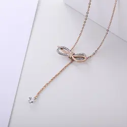 HFYK 2019 розовое золото нержавеющая сталь боуконт ожерелья для мужчин для женщин роскошный кубического циркония цепи ожерелье с подвеской de