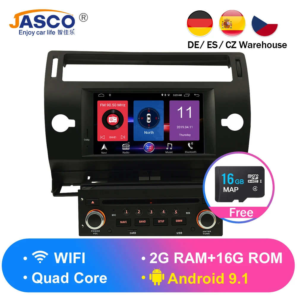 Цена Android 9,0 автомобильный DVD плеер font b gps b font ГЛОНАСС Navi для Citroen C4 C Triomphe C Quatre 2005 2006 2007 2008 2009 радио аудио стерео