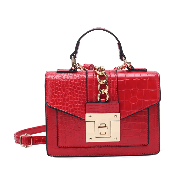 Women Bag Female Leather Handbags Small Messenger Bag Chain Flip Tote Crossbody Bags for Women Vintage Shoulder Bag Bolsos - Цвет: Red