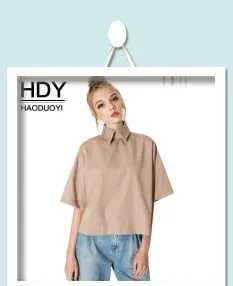 HDY Haoduoyi Women White Shirts Batwing Sleeve Button Down Shirt Ladies Blouse Casual Work Wear Fashion Blouses Female Tops