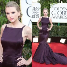 Индивидуальный заказ vestido de festa фиолетовый Совок Красный ковер Русалка Длинный плиссированный атлас платья знаменитостей