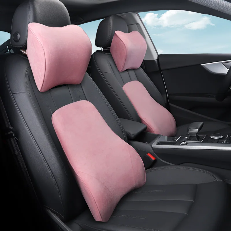 

Car Neck Pillow Lumbar Waist Support Headrest Pillows Back Cushion Seat Supports Memory Foam Seat Covers Auto Accessories