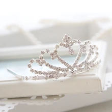 Горный хрусталь маленькая тиара Маленькие девушки вечерние корона для волос, диадема чистый камень аксессуары для ухода за волосами