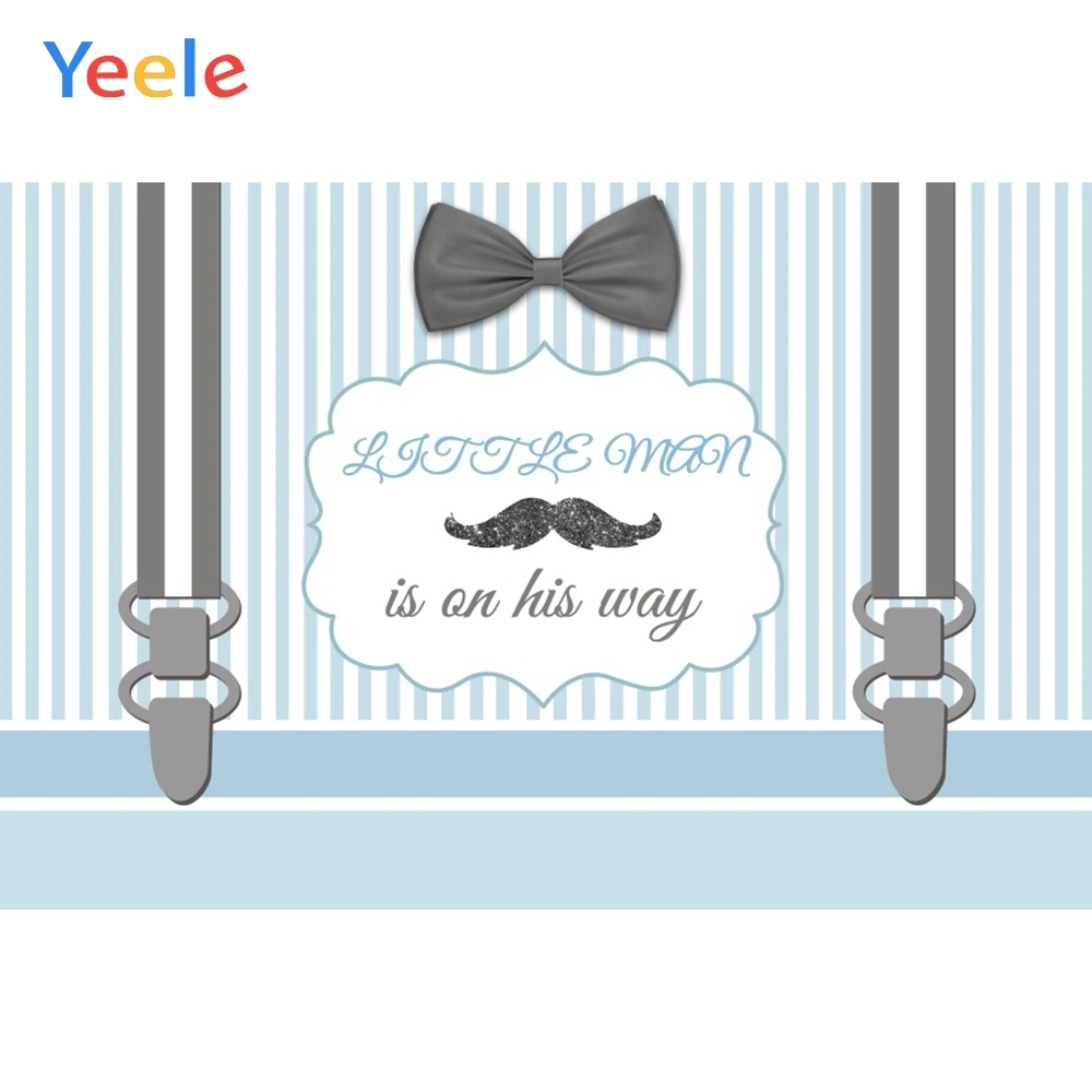 

Yeele Baby Birthday Party Bow Little Man Word Stripe Decor Scene Photography Background Photographic Backdrop For Photo Studio