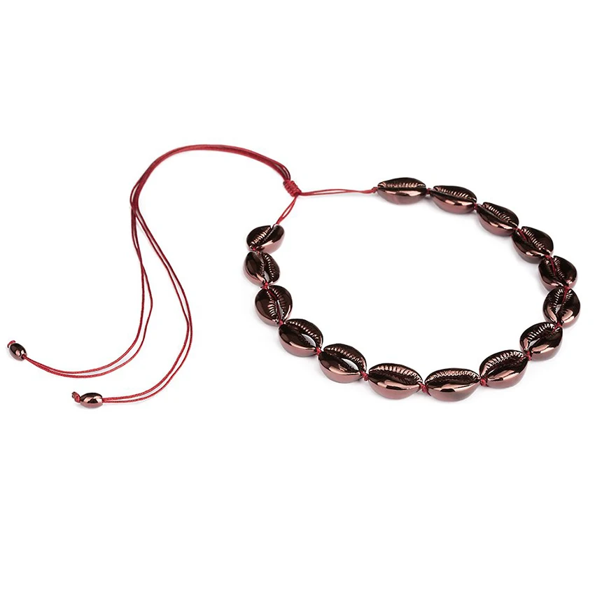 

boho Large Concha cowry MEGA PUKA SHELL NECKLACE BURGUNDY valentine's day collares collier women chokers necklace femme collar