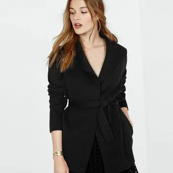 

Casual 2017 Spring Winter Woolen coat Women Simple Jacket Overcoat Female