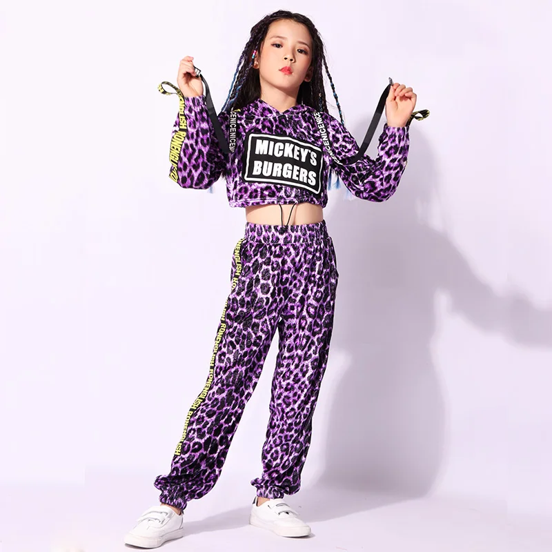 Новая модная леопардовая одежда для выступлений для девочек Детские костюмы платье хип-хоп костюмы балетная пачка для девушек