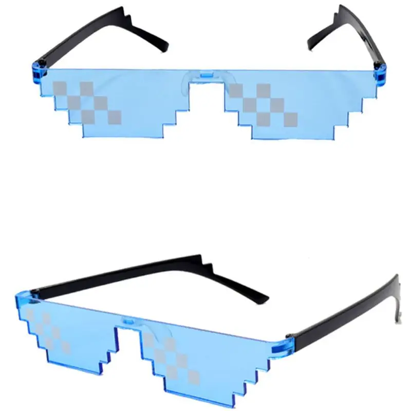Красочные мозаичные солнцезащитные очки игрушка Thug Life очки дело с ним очки пиксель для женщин и мужчин забавная игрушка