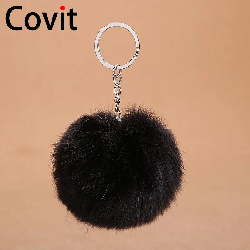 Брелок Covit с кроличьим мехом цепь ключом помпон из искусственного кроличьего