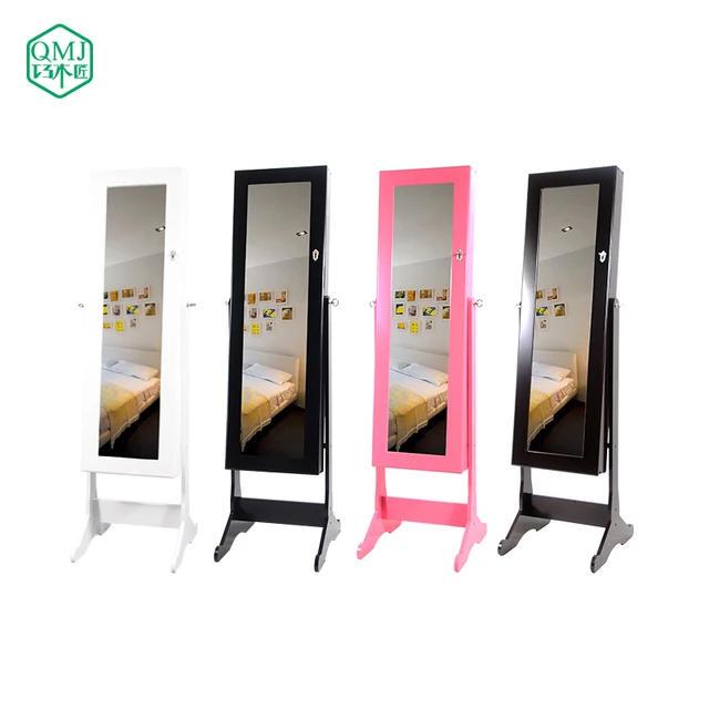 Four Colors New Luxury Large Wooden Jewelry Cabinet With Floor Stand Four Colors New Luxury Large Wooden Jewelry Cabinet With Floor Stand Mirror Storage For Makeup