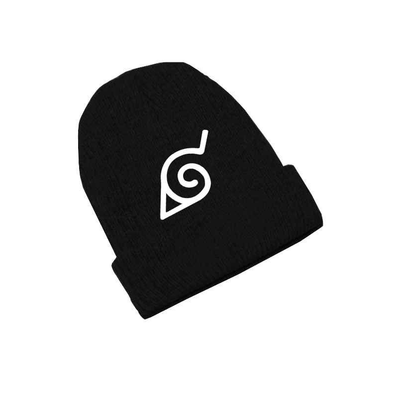 Светящиеся в темноте модные унисекс аниме Hokage Konohagature Leaf Beanie хлопок трикотажные Лыжные Skullies Хип-Хоп Мешковатые шапки Косплей шляпа подарок - Цвет: Black Leaf Village