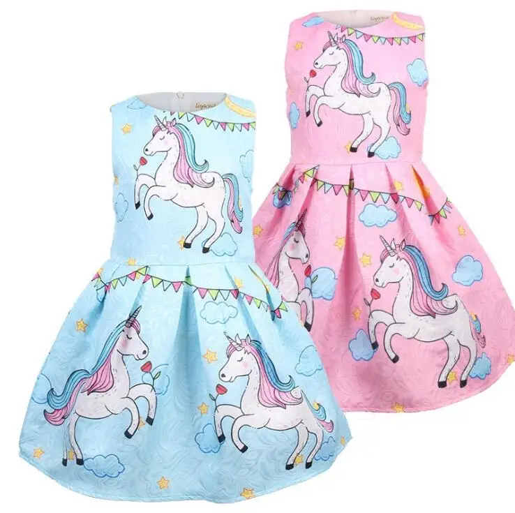 

2019 Girl Party Elsa Dress Anna Unicorn Girl Princess Summer Dress Costume Kids Dress Clothing Children