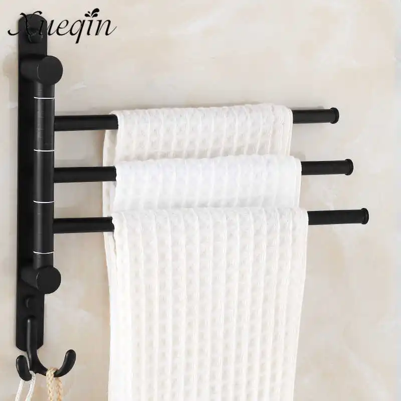 Swing Out Towel Racks with Hooks 3-Arm for Bathroom Towel Hanging Holder Wall Mounted Oil Rubbed Bronze Towel Bars free shipping single layer towel racks with hooks plastic towel holder wall powerful suction cup bathroom towel shelf