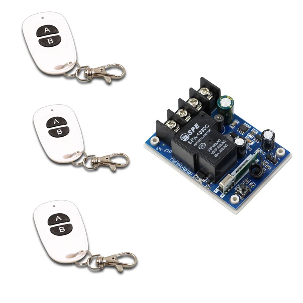

DC 12V-48V 40A Wireless Remote Control Switch Relay Module Receiver Remote Transmitter Learning Code High Quality