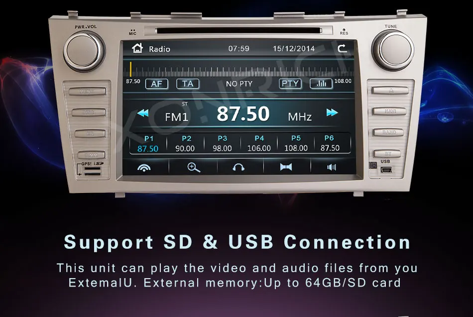 Excellent 2 Din Car DVD Multimedia Player For Toyota Camry 2007 2008 2009 2010 2011 Aurion GPS Navigation Head Unit Stereo Radio Audio BT 5