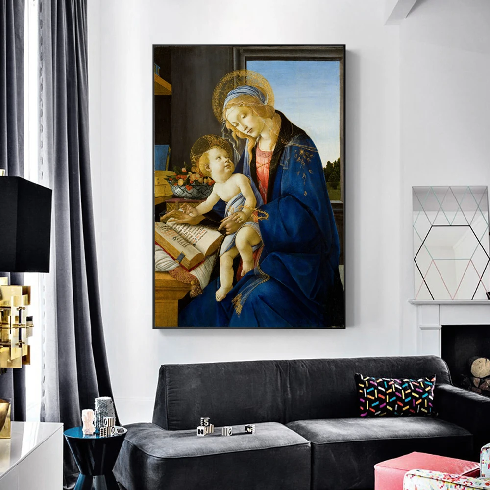Sandro Botticelli The Virgin and Child Canvas настенные картины Madonna of Book знаменитая картина
