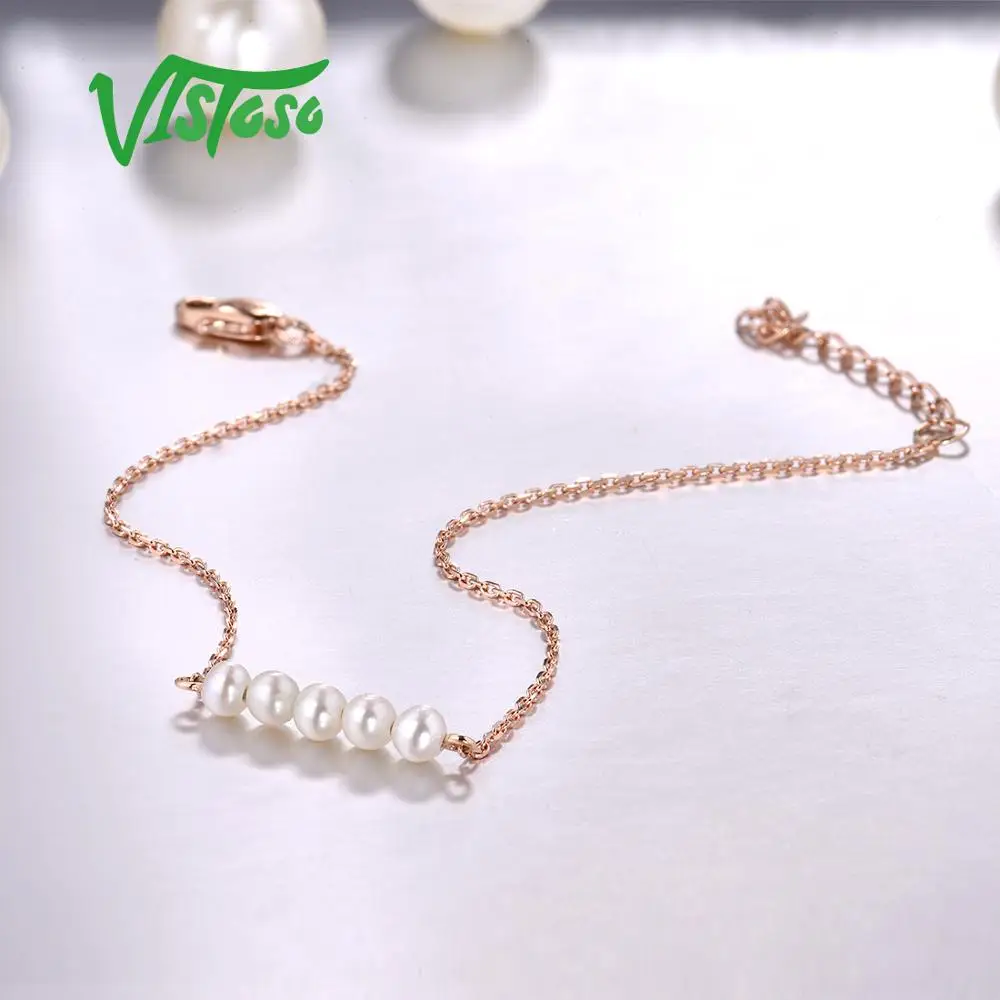 VISTOSO 14 K браслет из розового золота для женщин подлинный трендовый пресной воды