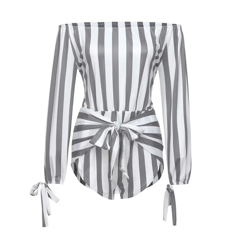 Rompers Womens Jumpsuit 2018 New One Piece Bodysuit Summer Overalls Off Shoulder Long Sleeve Bandage Sexy Playsuit H01 (2)