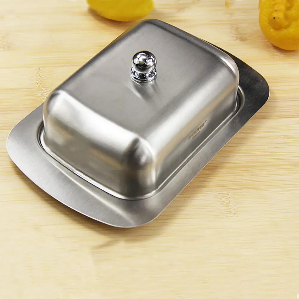 

Fissman Stainless Steel Butter Dish Box Container Cheese Server Storage Keeper Tray with Lid Kitchen Dinnerware