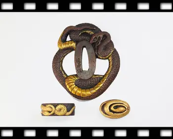 

TFK011 SAMURAI KATANA SNAKE BOA TSUBA FUCHI KASHIRA KATANA FITTINGS FOR DIY