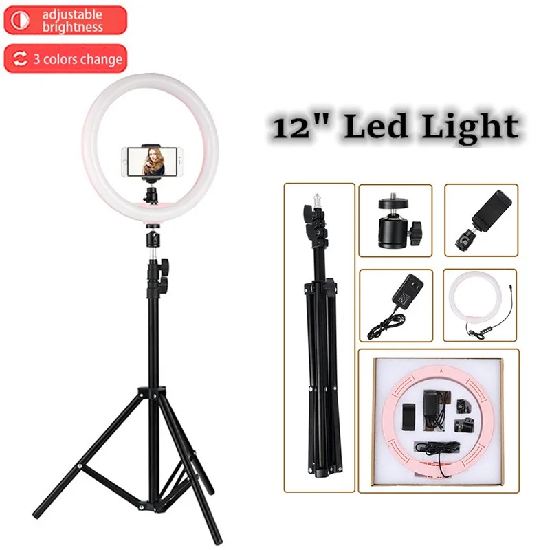 

Tycipy 12" LED Ring Light Photography Dimmable Video 2700K-5500K 24W Photo Studio Light for Smartphone with Tripod Phone Holder