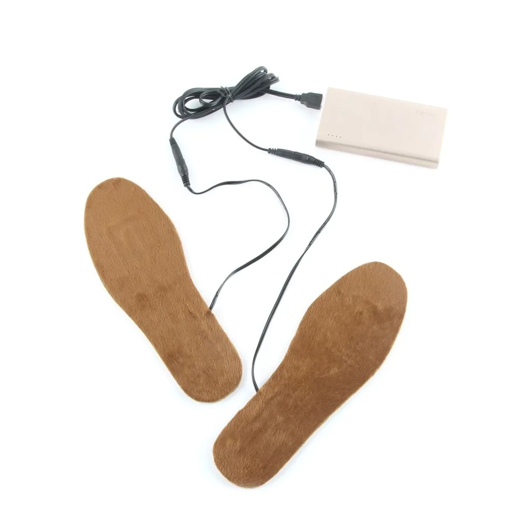 Winter Keep Warm Insoles USB Powered Plush Fur Foot Insole Heating Insoles