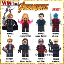 10 лотов супер Heros муравей Алая ведьма Hawkeye баннер Звездный лорд Туманность строительные блоки Совместимые детские игрушки