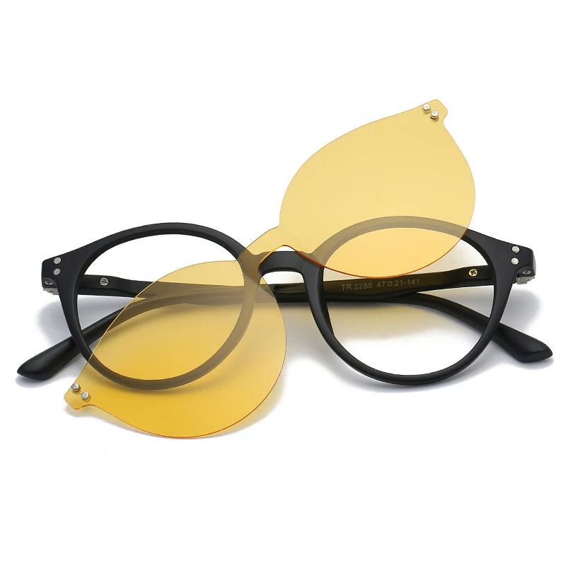 Поляризованные солнцезащитные очки на застежке для мужчин и женщин, магнитные очки, оправа для очков TR90, оптические очки на заказ, оправа для близорукости по рецепту - Цвет оправы: yellow